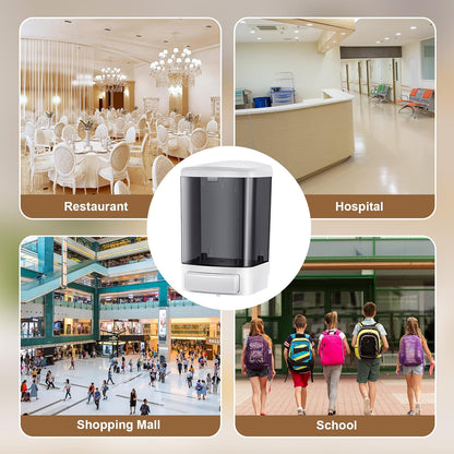 Hushee 4 Pcs Plastic Wall Mounted Soap Dispenser Commercial Manual Soap Containers Wall Dispenser for Kitchen Shower Hotel Liquid Shampoo Gel Chamber(33.8 oz 1000 ml,Black)