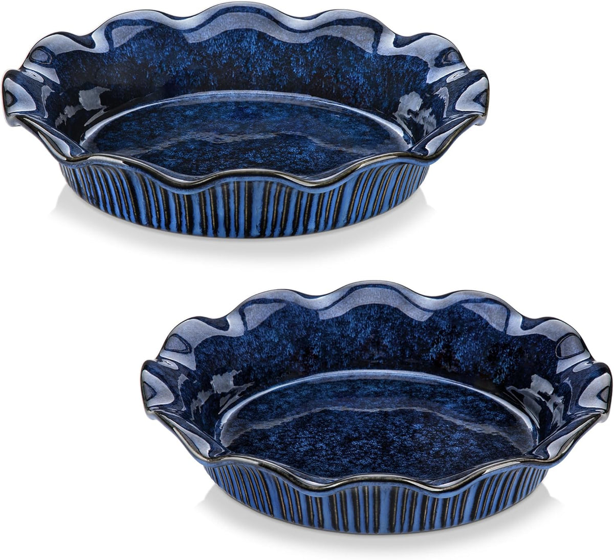 vancasso Stern Ceramic Pie Pan, 9 inch Pie Pans with Ruffled Edge, Deep Pie Dishes for Baking, Round Pie Plates for Apple, Quiche, Pot Pies, Tart