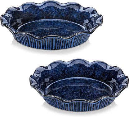 vancasso Stern Ceramic Pie Pan, 9 inch Pie Pans with Ruffled Edge, Deep Pie Dishes for Baking, Round Pie Plates for Apple, Quiche, Pot Pies, Tart