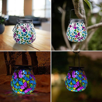 Bshine Butterfly Solar Lantern Outdoor Hanging Waterproof, Mosaic Butterfly Solar Light Indoor Valentine's Day Decor Table, Garden Decor for Yard Outside, Path, Lawn, Birthday Gift for Mom Women