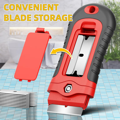 Diyself 1 Pack Razor Blade Scraper with 15 Extra Blades, Scraper Tool for Cleaning Window, Paint, Cooktop, Oven, Glass Stove Top Scraper