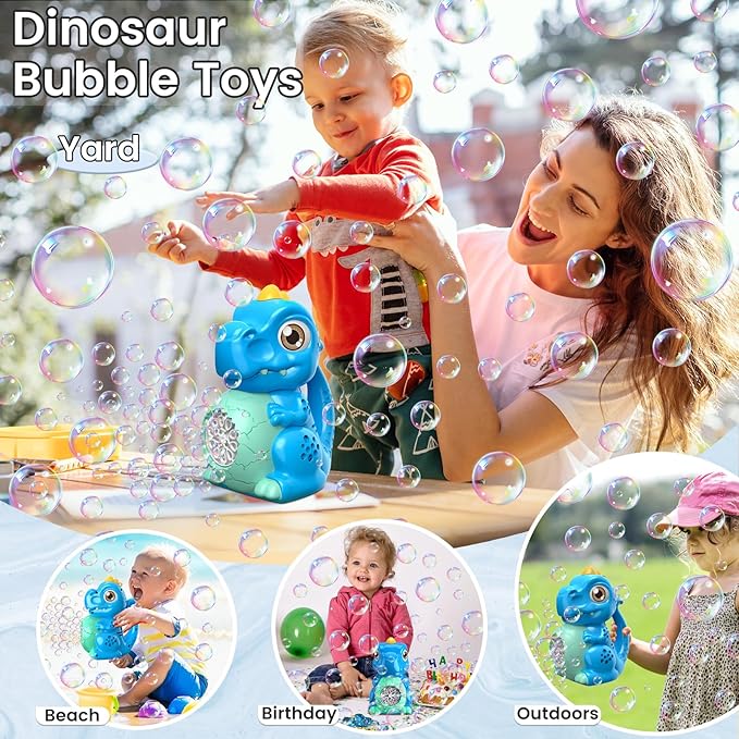 Dinosaur Bubble Machine Toys for Toddlers: Battery-Operated Bubble Maker with Bubble Solution for Kids - Perfect for Outdoor Parties, Yard Fun - Idea Kids Gift for Easter Christmas Birthday