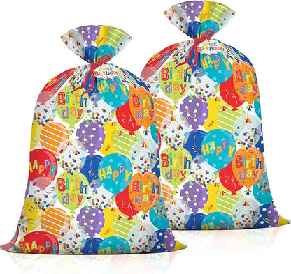 2Pcs Extra Large Jumbo Happy Birthday Present Bag - 36''x48'' XL Oversized Party Gift Wrapping Bags with Colorful Balloon Confetti Design