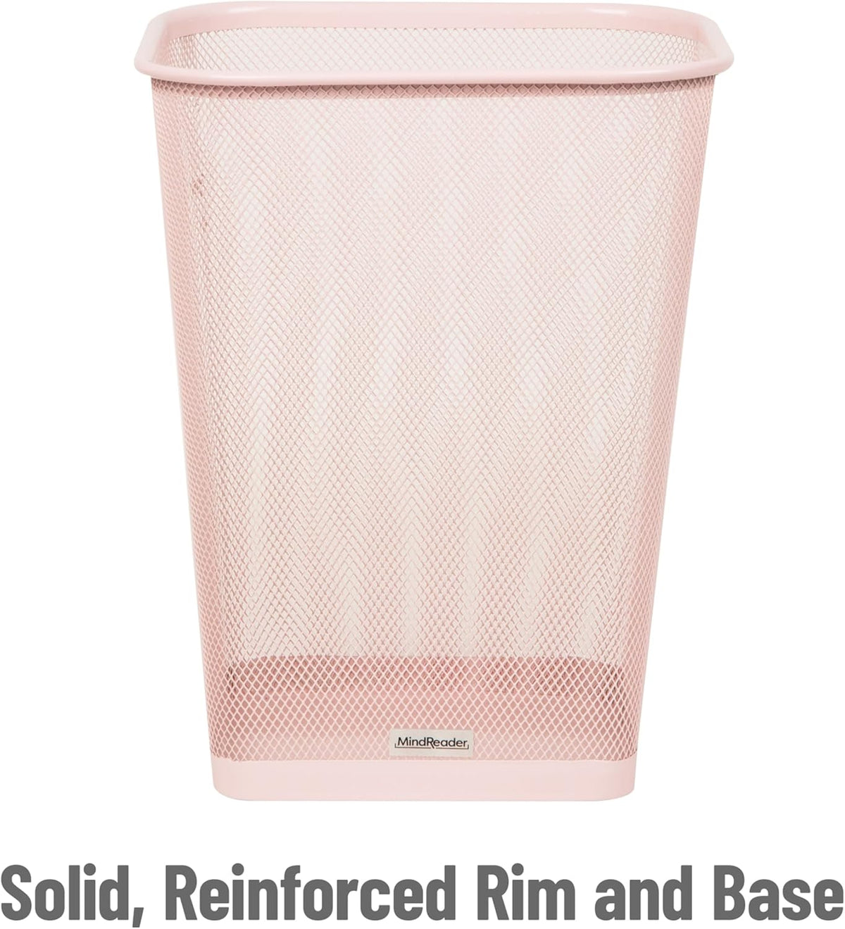 Mind Reader Mesh Trash Can, Square Wastebasket for Office or Home, 5 Gallon Capacity, Metal Mesh, Set of 2, Pink