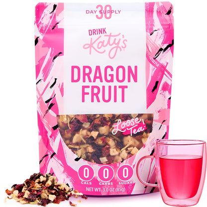 Katy’s Dragonfruit Loose Leaf Tea, Hydrating & Fruity Herbal Tea, Hibiscus, Dragonfruit & Pineapple, Caffeine-Free Fruit Tea, 30+ Cups, Hot or Iced