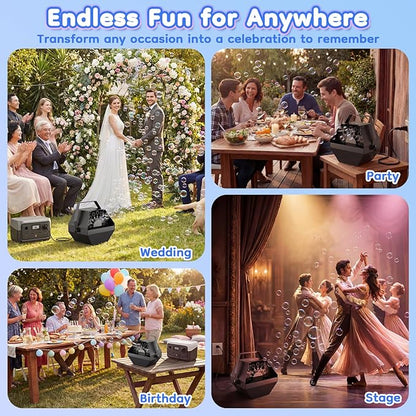 Theefun Bubble Machine: 750ML Metal Automatic Bubble Maker, Portable Professional Bubble Blower Operated by Plug-in Big Bubble Machine for Parties Stages Weddings Indoor and Outdoor Use