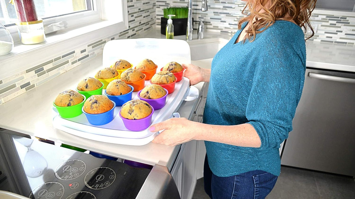 Professional Jumbo Silicone Baking Cups, Premium 12 Piece Set, Reusable Cupcake Muffin Pans, BPA Free