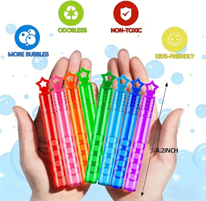 200 Pcs Mini Bubble Wadns Party Favors for Kids,10-Color Bubble Stick, Thanksgiving and New Year, Theme Birthday, Wedding, Summer Girls and Boys Carnival, Outdoor Gifts for Students