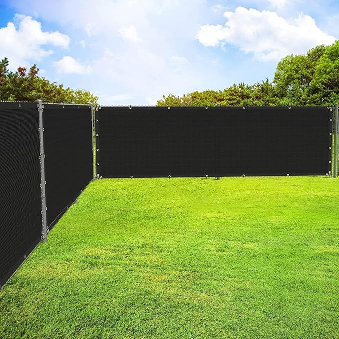 ECOOPTS 4'x193' Privacy Fence Screen Windscreen with Copper Grommets, Fit for Commercial Fence and Residential Garden Outdoor 90% UV Blockage, Cable Zip Ties Included (Black)