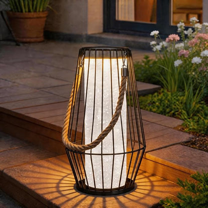 Outdoor Solar Lanterns 13" Large Solar Hanging/Standing Lantern Lights Waterproof Rechargeable Metal Table Lamp with Retro Handle for Garden, Yard, Patio, Proch, Wedding Decoration