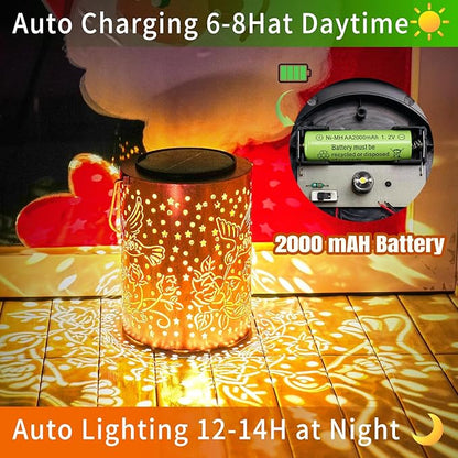 Hummingbird Solar Lantern Outdoor Waterproof, Large 13.4" Metal Hanging Decorative Lantern, Upgraded Solar Panel & 2000mAh Battery, Warm Glow Lighting for Garden – Seasonal Gift for Nature Lovers