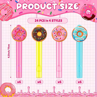 Jenaai 24 Pcs Dount Bubble Wands Sweet Donut Bubbles Party Favors for Summer Activity Cartoon Birthday Gifts Carnival Goody Bag Stuffers Wedding Supplies