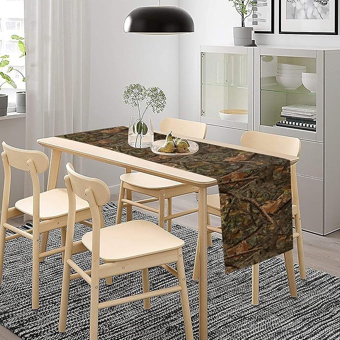 Camo Hunting Table Runner, Mossy and Oak Camouflage Patterns Table Runner for Kitchen Dining Party Home 13x120in