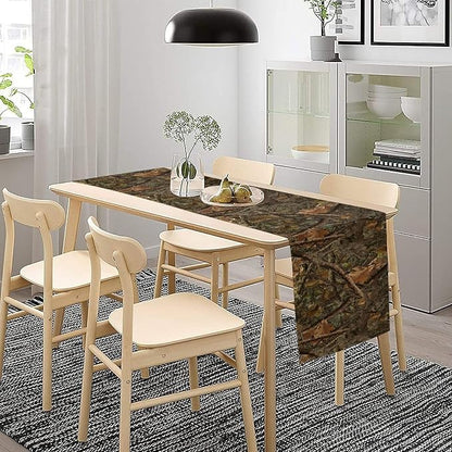 Camo Hunting Table Runner, Mossy and Oak Camouflage Patterns Table Runner for Kitchen Dining Party Home 13x120in