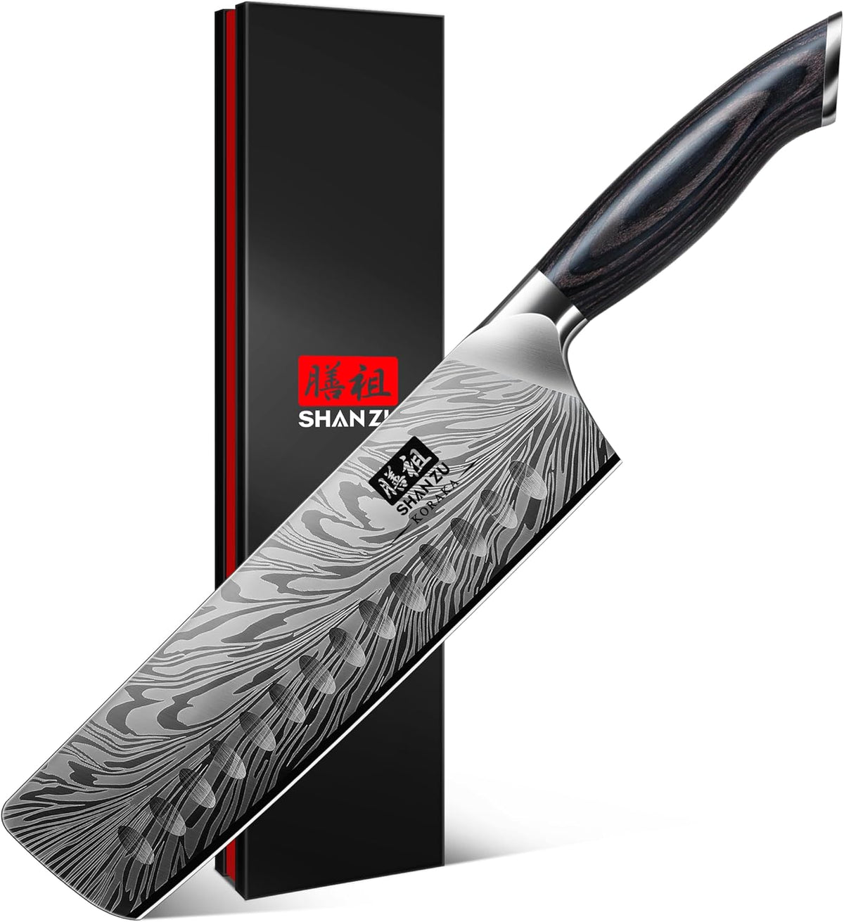 Shan ZU Nakiri Knife in Powder Steel, Ultra Sharp 7 Inch Vegetable Kitchen Knife, High Carbon Japanese Chopping Knives