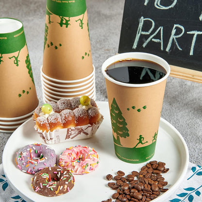 ECOLipak 210 Count 16 oz Paper Cups, 100% Compostable Paper Coffee Cups with PLA Lined, Disposable Biodegradable Hot Paper Cups for Party, Picnic