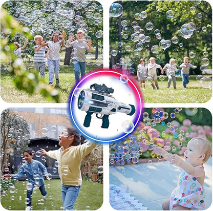 Automatic Gatling Bubble Gun with 2 Rechargeable Batteries, Produces Tens of Thousands Bubbles/Min, Includes Sight & Flashlight, ABS Drop-Tested, Bubble Machine Toy for Kids Adults Party Wedding