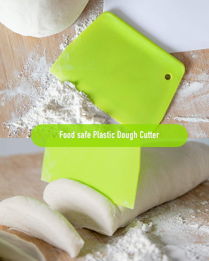 2PCS) Dough Scraper Bowl Scraper ，Food safe Plastic Dough Cutter， Flexible Plastic Scraper Practical Bench Scraper Multipurpose Food Scrappers for