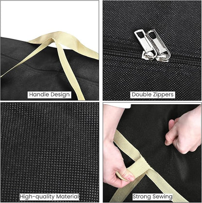 4 Pieces Extra Large Moving Bag, 150L Heavy Duty Storage Bag with Strong Zipper Handles, Black Jumbo Comforter Storage Organizer for Clothing, Pillow, Quilt, Blanket, Space Saving