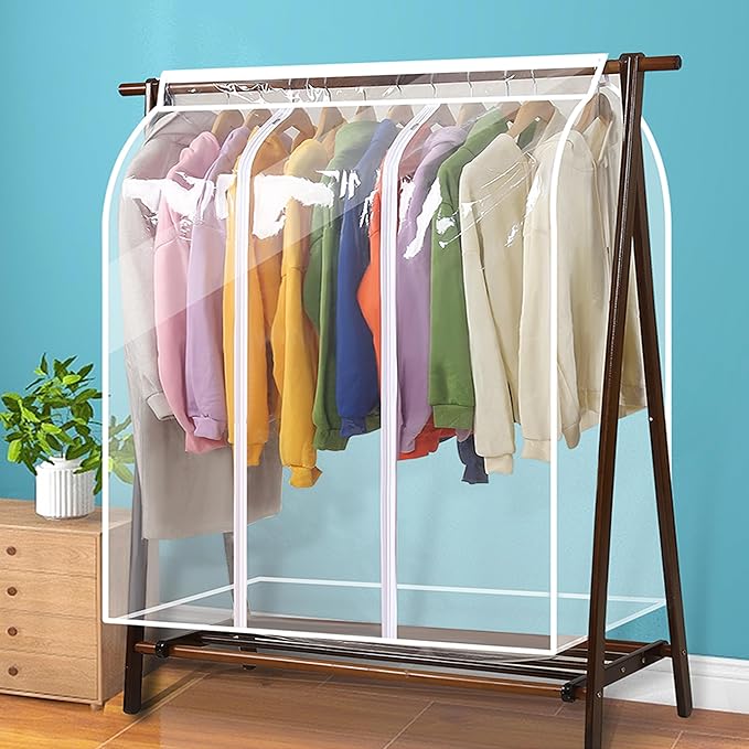47.2" All Clear Hanging Garment Bags for Closet Storage Large Window Hanging Clothes Storage Garment Rack Cover for Suit Coat, Fully Enclosed (39" L*19.7"W*47.2" H)