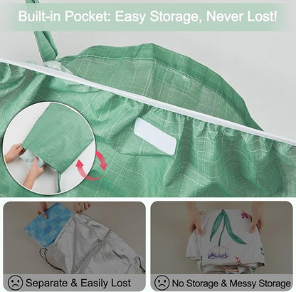 Picnic Table Cover with Bench Covers Windproof Waterproof Picnic Table Covers Camping Tablecloth with Self-Storage Bag, 72in, Sage