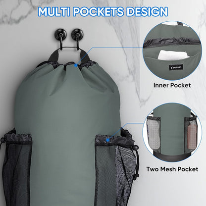 BALEINE 120L Laundry Bag Backpack, 900D Oxford Fabric Large Travel Laundry Bags with Shoulder Straps and 2 Mesh Pockets for College Dorm, Apartment, Laundromat (Dark Grey, 120L)