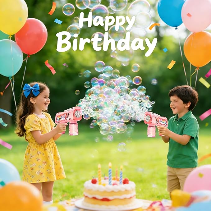 Bubble Gun for Kids with LED Lights & Leak-Proof Design Outdoor Toys for Boys Girls Party Favors Summer Toy Birthday Gifts Easter Bubbles for Wedding Favors