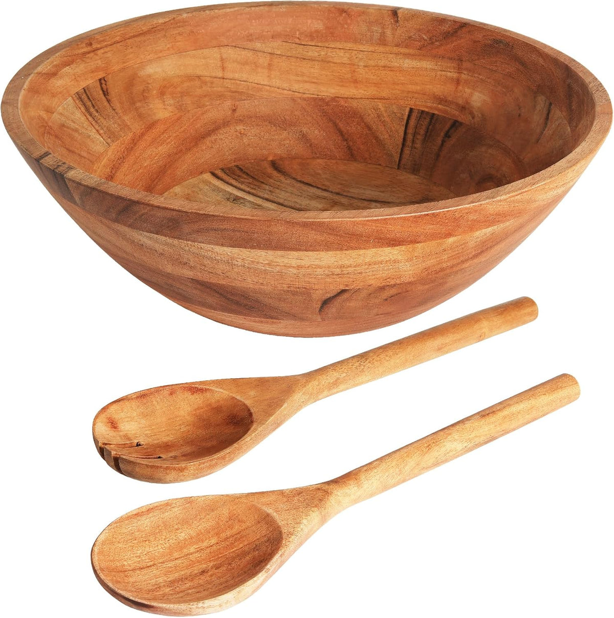 Luxe Designs Wooden Salad Bowl Set - Food Safe & Sustainable Decorative Bowl - Wood Bowl for Fruits, & Salads