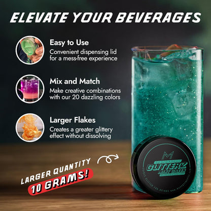 Monégasque Mint Green Edible Glitter for Drinks 10g – Edible Glitter for Cakes & Cocktails – Green Food Coloring Spray for Cake Decorations