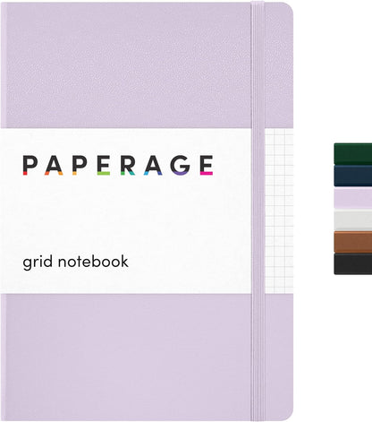 PAPERAGE Graph Paper Journal Notebook, (Lavender), 160 Pages, Medium 5.6 in x 8 in - 100 GSM Thick Paper – Hardcover Grid Notebook for Work or School
