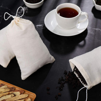 Boao 50 Pcs Cheese Cloth Tea Bags 4 x 6 Inch for Straining Reusable Tea Filter Loose Empty Soup Spice Bags for Cooking Cold Brew Coffee Muslin