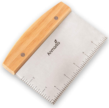 Dough Cutter for Bread and Pizza Dough - Stainless Steel Metal Griddle Scraper Chopper