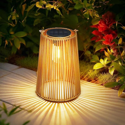 Solar Lanterns Outdoor Waterproof, Hanging Rattan Woven Solar Lights with Auto On/Off, Decorative Gifts for Mom, Garden, Yard, Patio, Tree, Porch, Lawn, Pathway & Outside Tabletop Decor