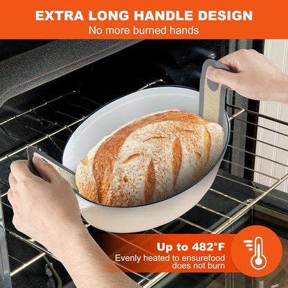 Silicone Bread Sling Dutch Oven Liner, Non-Stick & Easy Clean Reusable Oval Silicone Baking Mat with Long Handles, Easy to Transfer Sourdough