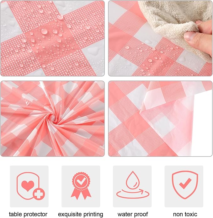 Remagr Checkered Table Cloth 54 x 108 Inch Disposable Buffalo Plaid Plastic Table Cloth Waterproof Rectangle Gingham Tablecover for Picnic, Dining, Birthday Party Decor