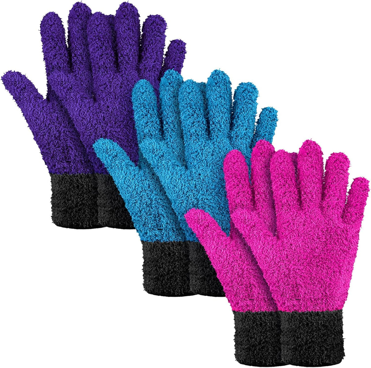 Bencailor 3 Pairs Microfiber Plant Dusting Gloves Leaf Cleaning Gloves for Indoor Plants, Blinds, Furniture, House