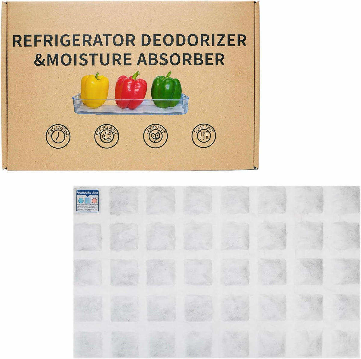 Refrigerator Deodorizer, Outperforms Baking Soda Fridge Deodorizer, Odor Eliminator for Fridge & Freezer, Refrigerator Air Freshener And Moisture Absorbers Pad (Single Pack)