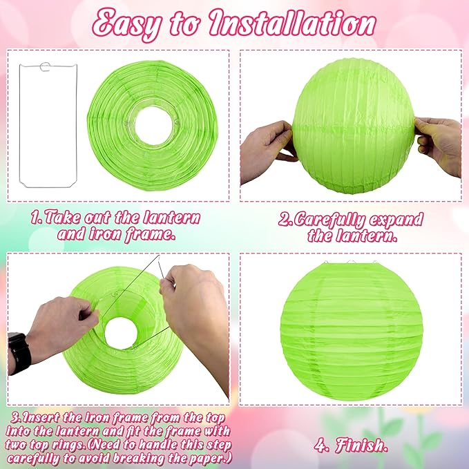 22pcs Spring Decorations for Home – Hanging Paper Fans, Lanterns, Pom Poms, Hanging Swirls for Office, Classroom, Birthday Party, Indoor Outdoor Ceiling Decor