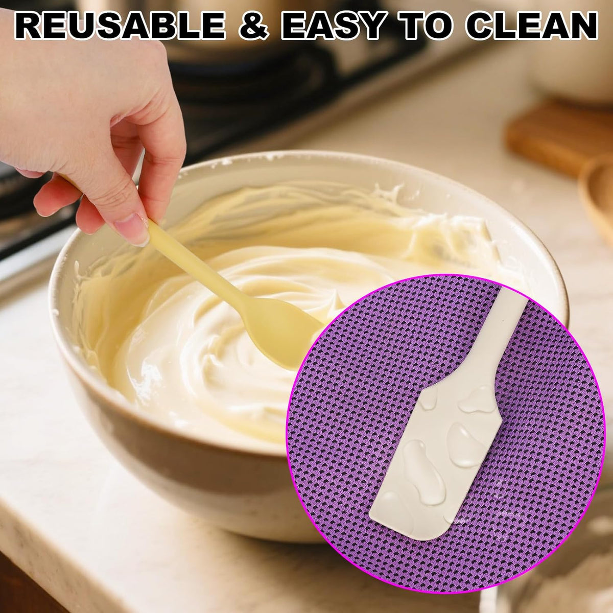 4pcs Mini Silicone Spatulas Set, Dual Sided Multifunctional Small Kitchen Scraper Long Spoon Reusable Stirrer for Jam Cake Cream Butter Icing Lotion
