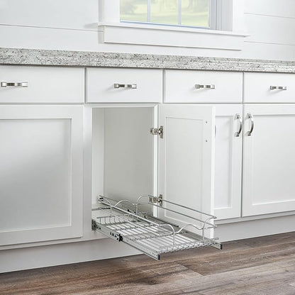 Rev-A-Shelf Pullout Kitchen Cabinet Drawer and Rolling Organizer Cabinet Pantry Storage Basket in Multiple Sizes, 12 x 22 in, 5WB1-1222CR-1