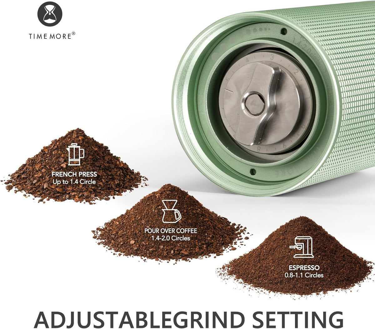 TIMEMORE Chestnut C3 ESP Pro Manual Coffee Grinder, Stainless Steel S2C Conical Burr Hand Coffee Grinder with Foldable Handle, Adjustable Grind Setting for Espresso to French Press - Green