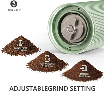 TIMEMORE Chestnut C3 ESP Pro Manual Coffee Grinder, Stainless Steel S2C Conical Burr Hand Coffee Grinder with Foldable Handle, Adjustable Grind Setting for Espresso to French Press - Green
