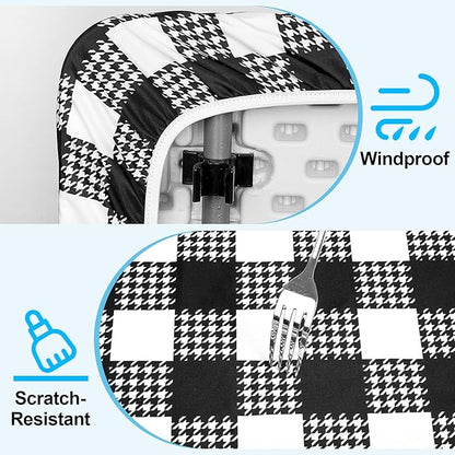 Picnic Table Cover with Bench Covers Portable Table Cloth Built-in Storage Pocket Picnic Table Covers With Elastic Waterproof Camping Essentials for RV Camping