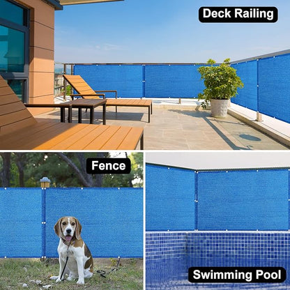 Eden's Decor Balcony Privacy Screen Cover Mesh Windscreen Weather-Resistant UV Protection for Backyard Deck, Patio, Balcony, Pool, Porch, Fence, Railing, Gardening (Blue,5'x 15')
