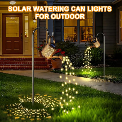 2 Pack Solar Watering Can Lights, Solar Lights Outdoor Decorative, Small Hanging Lantern Landscape Light Waterproof, Outside Garden Decor for Yard Lawn Patio, Gifts for Mom Grandma Women Birthday