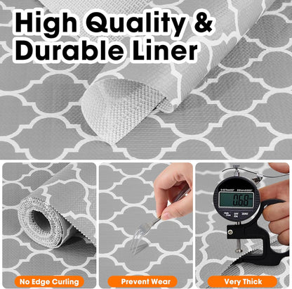 Drawer and Shelf Liner for Kitchen Cabinets Non-Adhesive, Non-Slip Cabinet Liner Shelf Paper Strong Grip Waterproof Easy to Clean for Kitchen Shelves Cupboard, Gray Lantern,12IN X 20FT