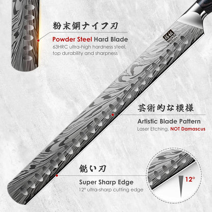Shan ZU Brisket Knife in Powder Steel, 12 Inch Carving Knife for Meat Cutting, Turkey and BBQ, Slicing Knives with Ergonomic Pakkawood Handle