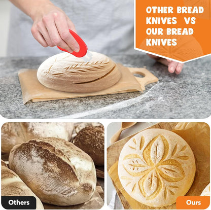 Extractable & Magnetic Bread Lame Dough Scoring Tool - Professional Sourdough Scoring Tool - Sourdough Bread Baking & Bread Scoring Tool - Scoring Patterns booklet & 5 Razor Blades (Red)