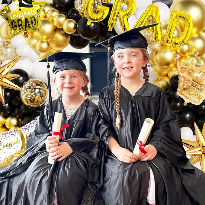 Graduation Balloon Arch Garland Kit Black Gold White Graduation Decorations 2026 for College High School Class of 2026 Grad Party Prom Decor