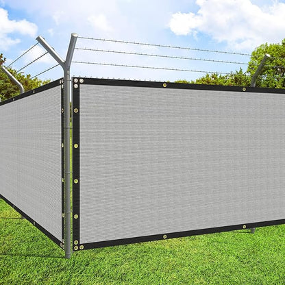 ECOOPTS 4'x208' Privacy Fence Screen Windscreen with Copper Grommets, Fit for Commercial Fence and Residential Garden Outdoor 90% UV Blockage, Cable Zip Ties Included (Gray)